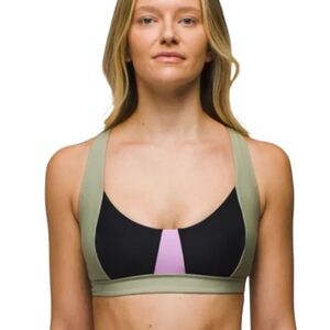 NWT Prana Tulum Black Color Block Swim Bikini Top